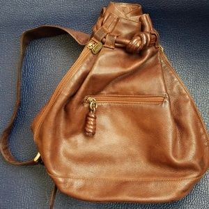 Brown leather backpack